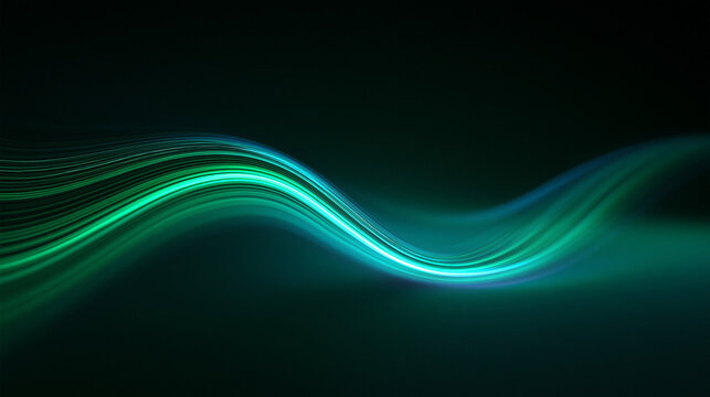 Abstract Glowing Green Digital Light Wave Background