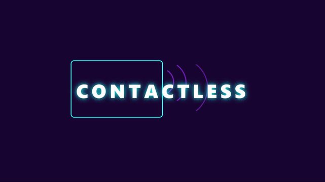 Contactless payment technology concept with glowing digital interface and nfc signal animation 4k