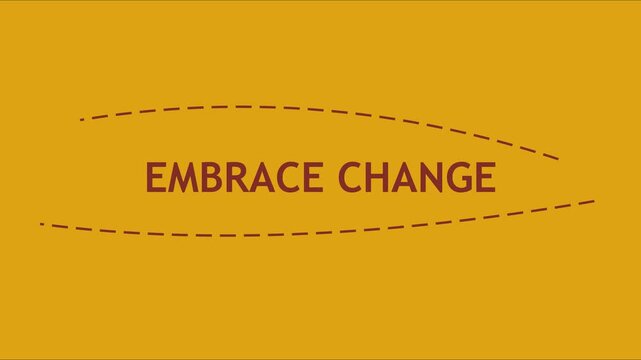 Embrace change motivational typography animation on yellow 4k background, for business growth, and personal development concepts