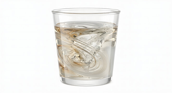 High-Resolution 3D Render of Two-Part Epoxy Resin Mixing Swirl in a Glass Container