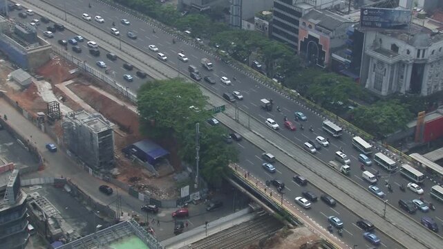 Top-down view of traffic in Serpong, Tangerang, Banten