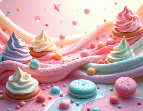 wallpepper cupcakes with whipped cream and sprinkles