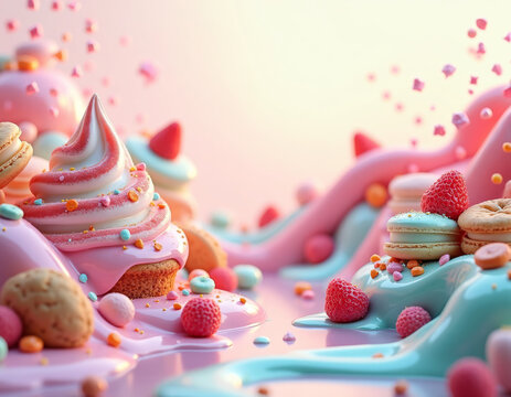 cookies and decorations with pink pastel color