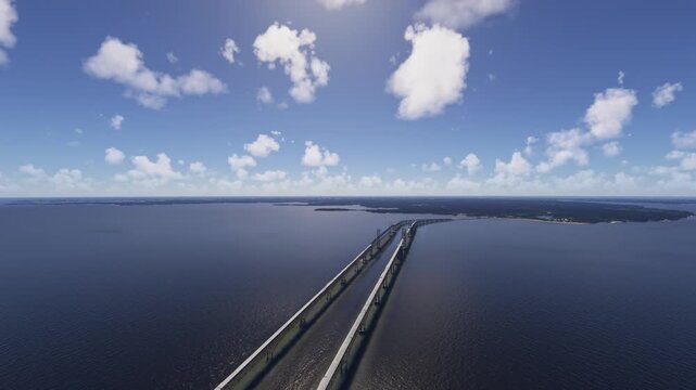 3D - Aerial view of Chesapeake Bay Bridge in Annapolis. Maryland. United States