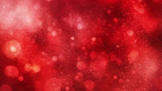 Abstract red background with glowing bokeh light and dust particles