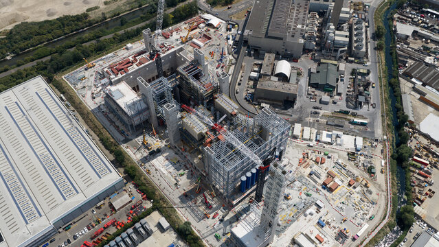 London, United Kingdom - 16 July 2026: Aerial view of Edmonton Energy Recovery Facility Construction