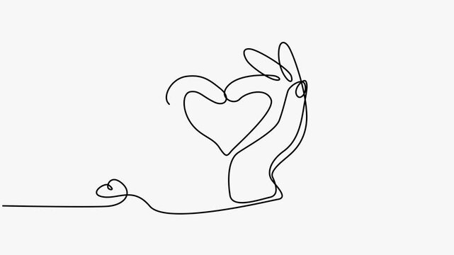 Continuous line art animation of hands making a heart shape sign symbolizing love and care.