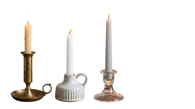 Candles Decor Collection of holder with candle on a transparent background generative ai