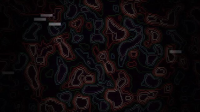 Visually striking abstract design with topographic elements in dark red and blue neon colors. Ideal for digital backgrounds and modern designs, conveying depth and texture.