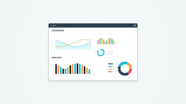Modern Analytics Dashboard Interface with Data Visualization Charts and Business Intelligence UI