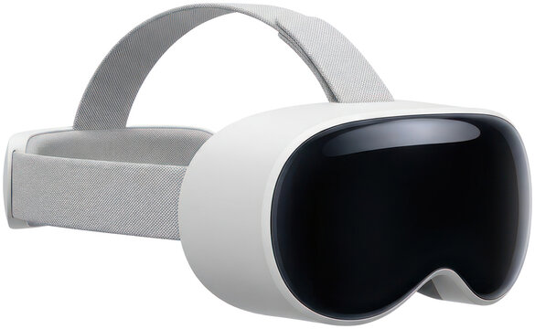 Modern white virtual reality headset with black visor.