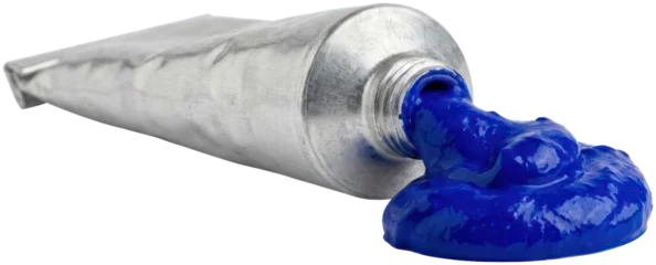 Fotobehang Schilderij Squeezed tube of vibrant blue oil paint  © Yeni