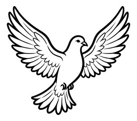 Fototapeta premium Dove Illustration Spreading Wings Peaceful Freedom Symbol