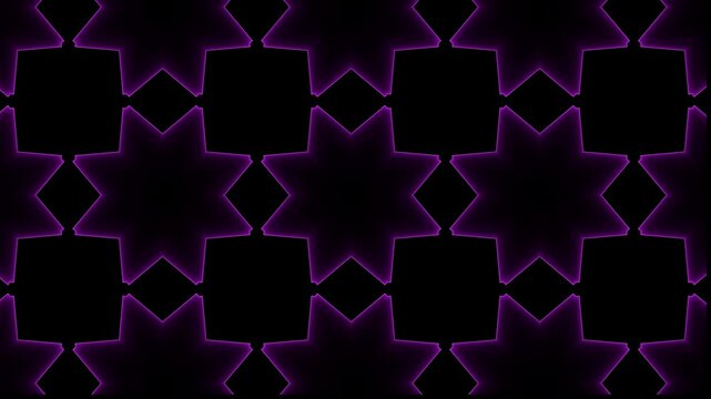 Neon purple geometric kaleidoscope pattern seamless motion background, abstract  4K STOCK VIDEO