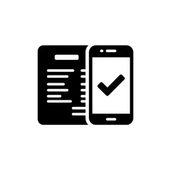 Fototapeta premium Check mark on smartphone screen next to a document. This represents successful completion of a task or a confirmed appointment