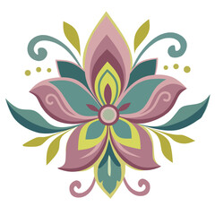 Fototapeta premium Symmetrical pastel lotus flower vector illustration for yoga and spa logo