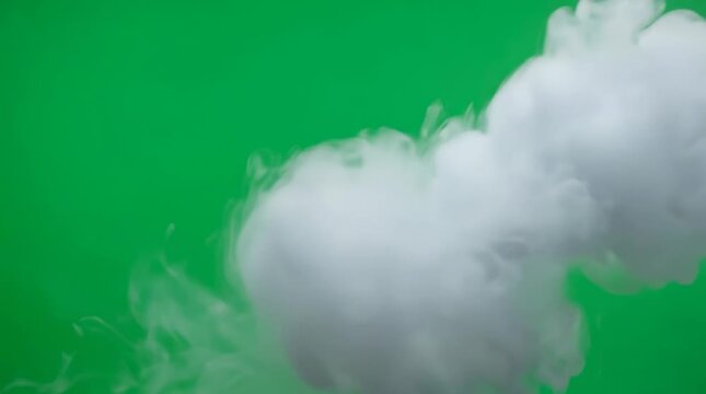 White smoke expanding on green background