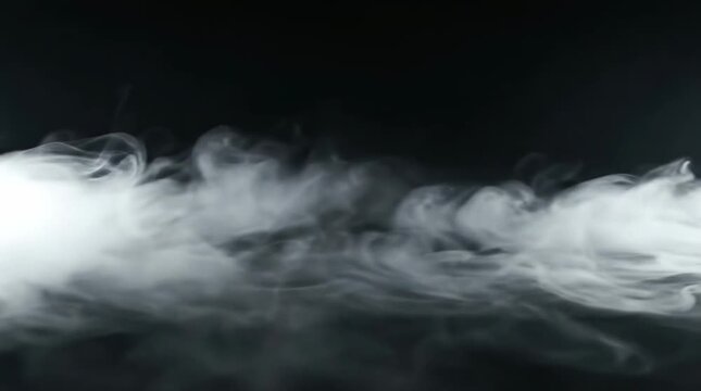 White smoke swirling on black background