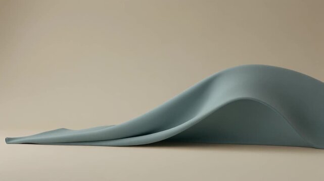 Dusty Blue Fabric Curve Lifting Softly, Elegant Minimal Design Background