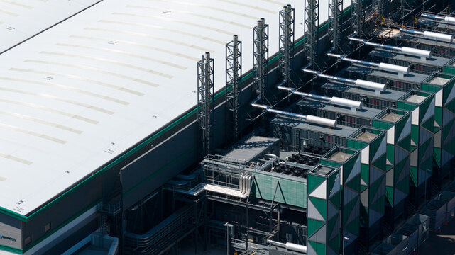 Aerial view of data center in Hemel Hempstead, United Kingdom.