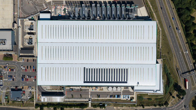 Aerial view of data center in Hemel Hempstead, United Kingdom.
