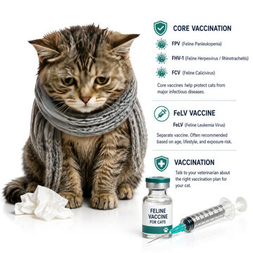 Cat Vaccination Infographic Showing Core Vaccines and Feline Health Protection