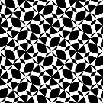Seamless pattern with geometric motifs in black and white