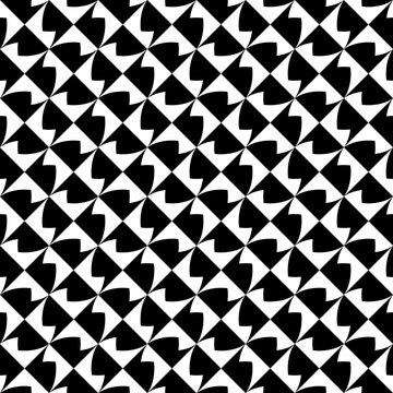 Seamless pattern with geometric motifs in black and white