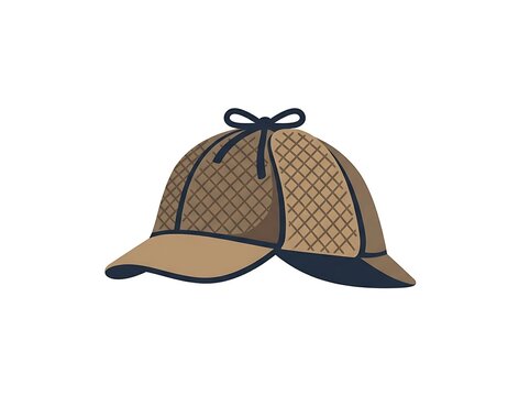 Classic brown deerstalker detective hat illustration