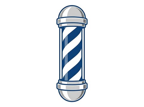 Modern flat barber pole icon with blue and white stripes