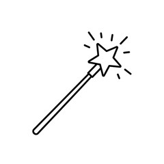 Naklejka premium Magic Wand Star Sparkle Isolated Icon Simple Line Art