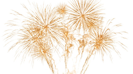 Fototapeta premium Golden sparklers bursting in the sky with exploding sky isolated new on transparent background