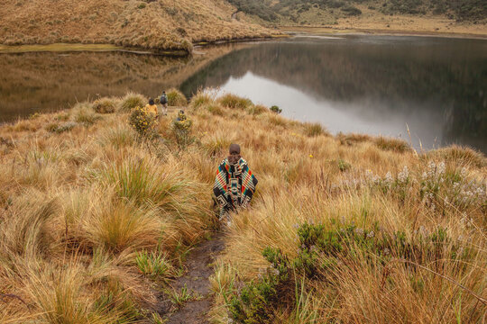 Coca Cayambe Reserve, Ecuador. October 10, 2023. A walk through the highlands, on the way to the serene stillness of the high-altitude lake.