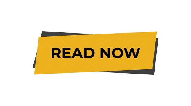 Read now yellow banner with black text for website call to action button design element