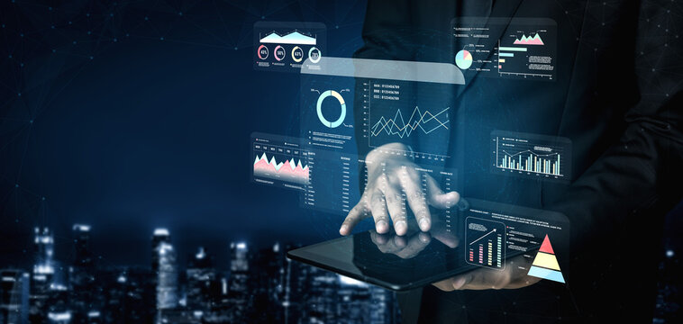 A financial and marketing KPI dashboard for business analytics and strategy. A report showing profit, revenue, and customer conversion rate data. Motif