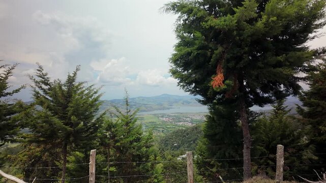 scenic view of valley and calima lake from a mountain viewpoint in valle del cauca colombia
