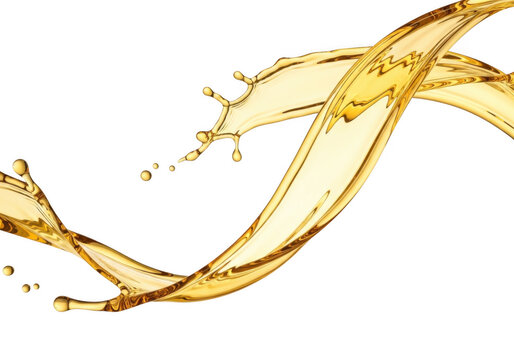 Golden oil splash isolated on transparent background