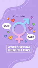 Fototapeta premium World Sexual Health Day September 4th vertical story template with gender symbol