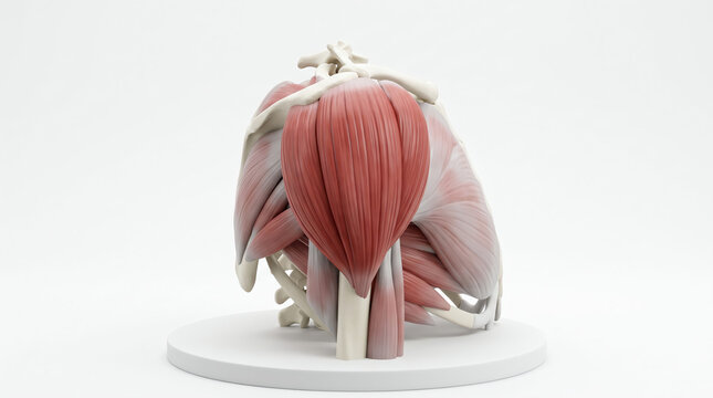 Human Shoulder Muscle Anatomy Lateral View 3D Medical Teaching Model Isolated on White Background