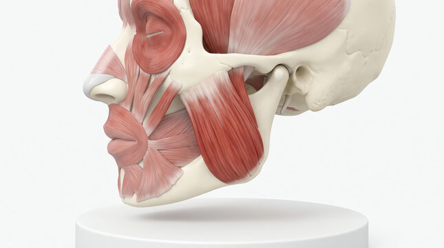 Human Head Muscle Anatomy 3D Medical Teaching Model Isolated on White Background