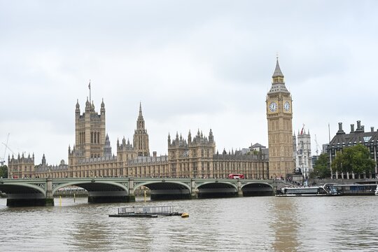 View of the Palace of Westminster and Big Ben across the River Thames in London, England, United Kingdom.