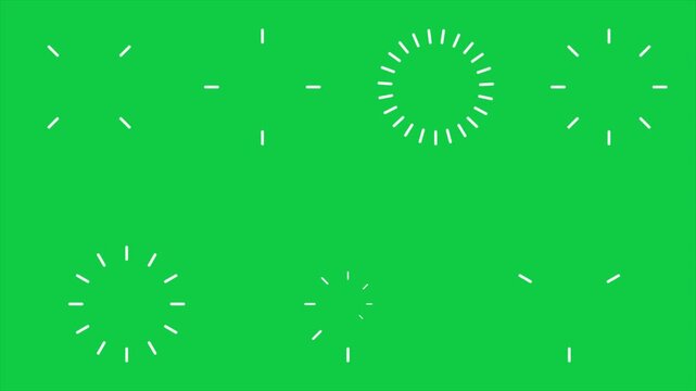 7 Animated Spark and Burst Overlay Elements on Green Screen Background