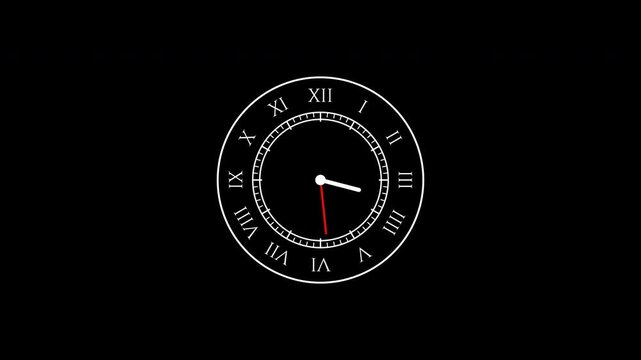 Vintage analog clock with roman numeral watch face on alpha channel, antique clock