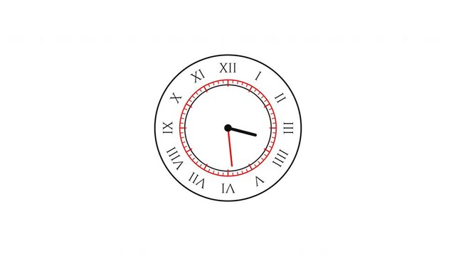 Vintage analog clock with roman numeral watch face on white background