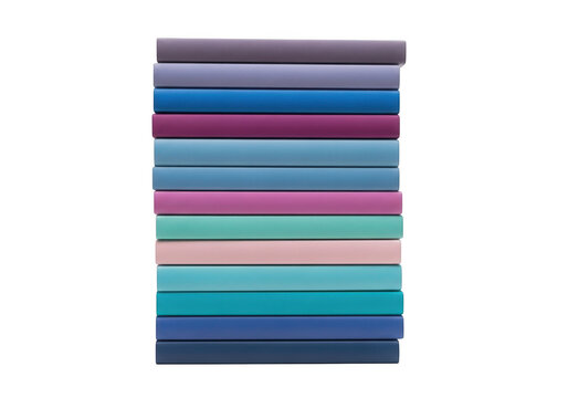 A stack of colorful books with solid covers isolated on transparent background