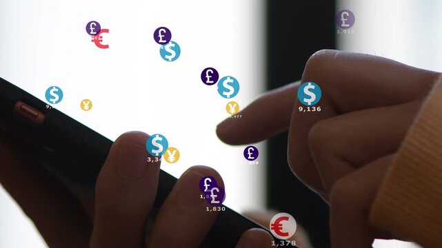 Social media icons floating above, representing the concept of social media marketing, engagement, and online communication