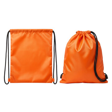 Orange Drawstring Backpacks Isolated Transparent Background