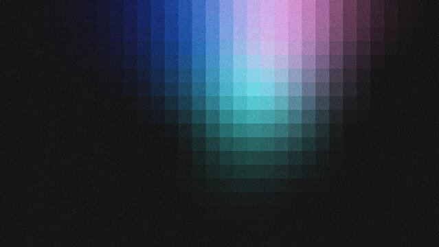 Abstract grain‑textured grid gradient background with soft glowing blue, purple, and teal hues fading over a deep black noisy surface. 