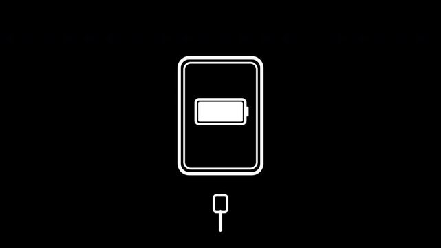 Smartphone battery charging with usb cable plug connection outline