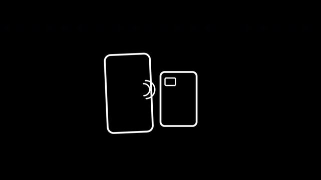 Smartphone contactless nfc payment tapping credit card screen outline